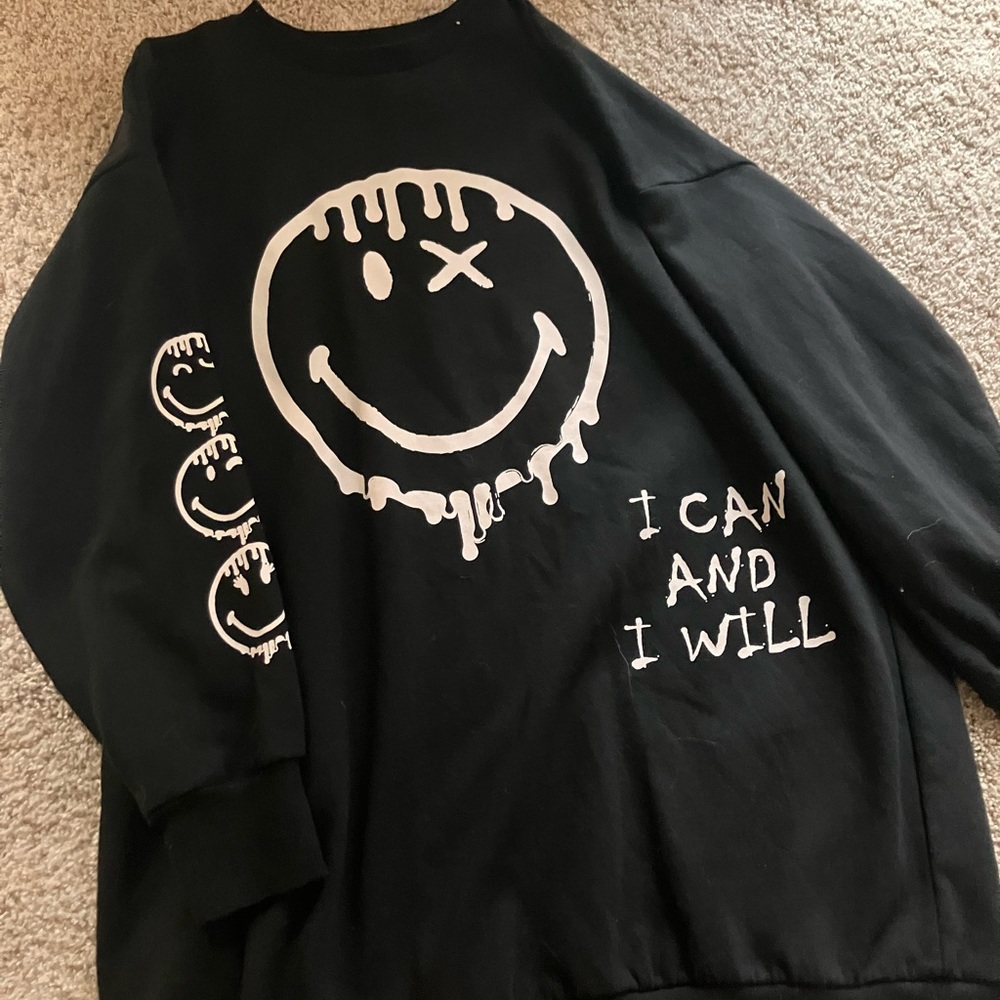 Men's Black Graphic Crewneck Sweater